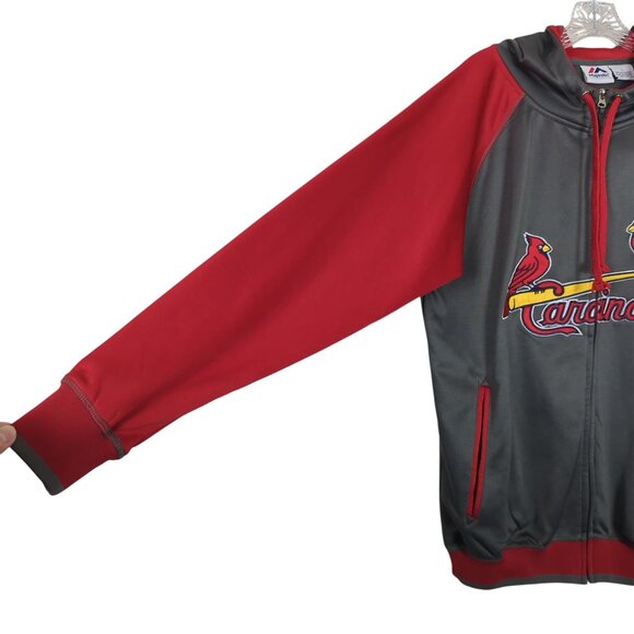 Majestic St Louis Cardinals Hooded Jacket Zipper closure long sleeves pockets - Picture 3 of 15